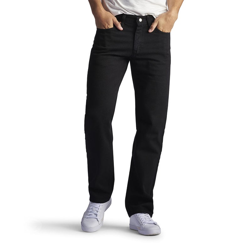 Lee Men's Regular Fit Straight Leg Jean, Double Black, 32W x 32L